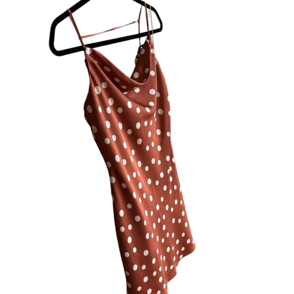 Abercrombie & Fitch Mini Dress Women's Small Red Satin Cowl Neck Polka Dot - Picture 4 of 8